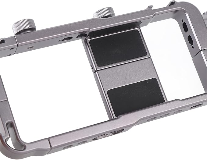 Sonew Phone Video Rig Kit, Aluminum Alloy Smartphone Stabilizer Cage with Rotatable Handle and Cold Shoe Mount, for Phones 6.35cm to 8.7cm