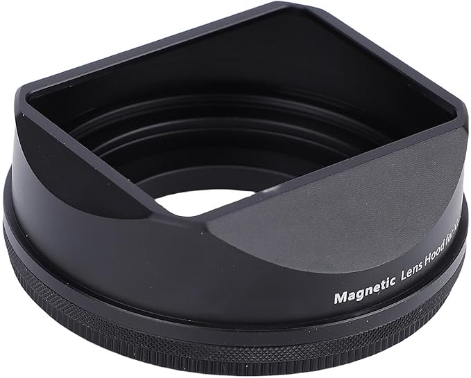 ASHATA Square Metal Lens Hood for Fuji X100VI XE5 Camera 39-49mm Magnetic Camera Lens Shade, Magnetic or Thread Quick Installation (Black)