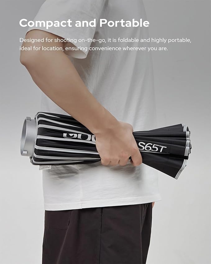 Godox Softbox S120T+Grid Bowens Mount 47.2in/120cm Quick Release Umbrella Softbox with Grid Bowens Mount - Portable Versatile Precise Control - Ideal for Studio Photography Live Streaming and Travel