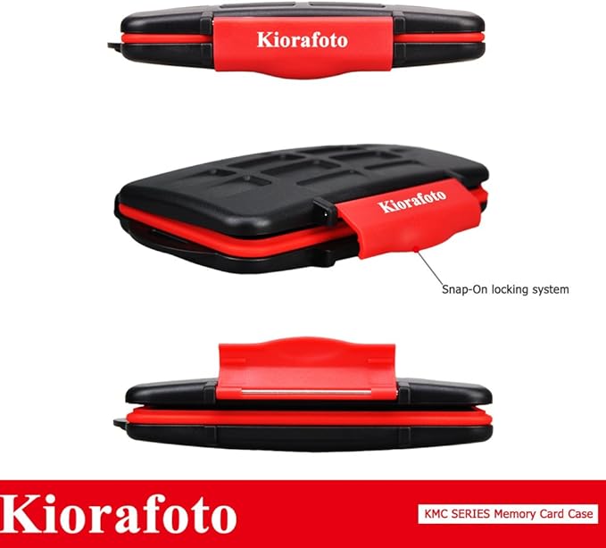 Kiorafoto 12 Slots SD SDHC SDXC Card Holder Case Professional Water-Resistant Anti-Shock Memory Card Storage Protector Wallet with Carabiner
