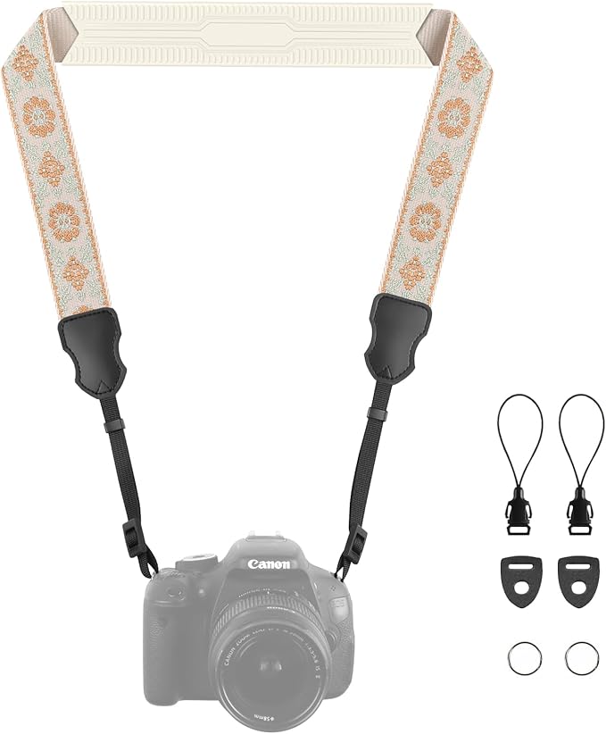 Neck Strap Silicone Camera Straps - Padded Camera Strap, 1.5" Wide Adjustable Nylon Shoulder Strap - Compatible with Canon, Nikon, Sony, and More DSLR and Mirrorless Cameras (Khaki Green)