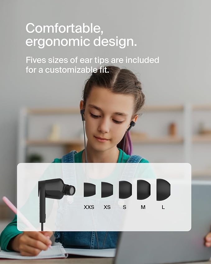 Belkin SoundForm Wired Earbuds with USB-C Connector, in-Ear Earphones w/Microphone - USB-C Headphones for iPhone 17, iPhone 16, iPad mini, Galaxy S25, Google Pixel 9, Android, and More - Black