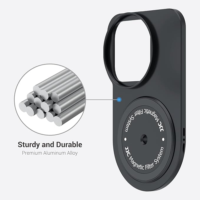 49mm Lens Filter Adapter Mount for iPhone 16/15/14/13 Pro Max 16/15/14 Plus Without case, Double-Sided Magnetic Phone Filter System with Lens Hood for ND CPL, 1/4-20" Screw & Cold Shoe Mount
