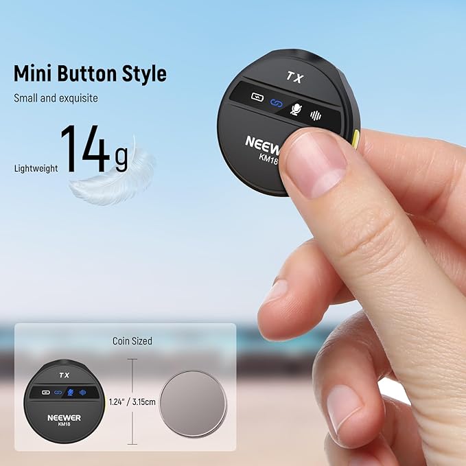 NEEWER KM18 Wireless Microphone with USB C Charging Case OTG 48KHz 24Bit 20H Battery 3.5mm TRS 150m Range Noise Cancelling Mini Lapel Lavalier Mic Compatible with Camera iPhone Android Phone Laptop PC