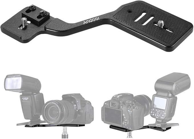 Andoer Dual Flash Bracket Tripod Mount for 1/4 inch Screw Camera, Camera Accessories, Studio Video Light Stand External Flash Speedlite