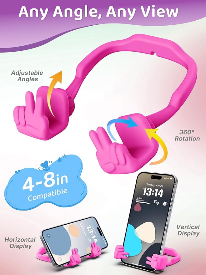 Easter Basket Stuffers Essentials for Teens Girls Boys Cell Phone Stand: Upgrade Adjustable Peace Sign Thumbs Lazy Phone Holder for Desk for iPhone Easter Gifts for Adults Toddler Women Teenagers