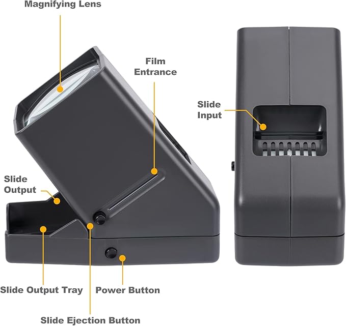 35mm Slide Viewer, Film Negative and Slide Viewer with 3X Magnification and LED Lighted Illuminated Viewing, USB Powered