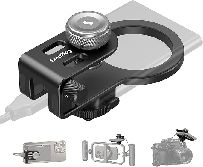 Bundle: SmallRig Side Handle Grip for Smartphone Cage Video Rig 3838+ SMALLRIG SSD Holder 2-in-1 SSD Mount Bracket for MagSafe with Cold Shoe Cable Clamp 4779