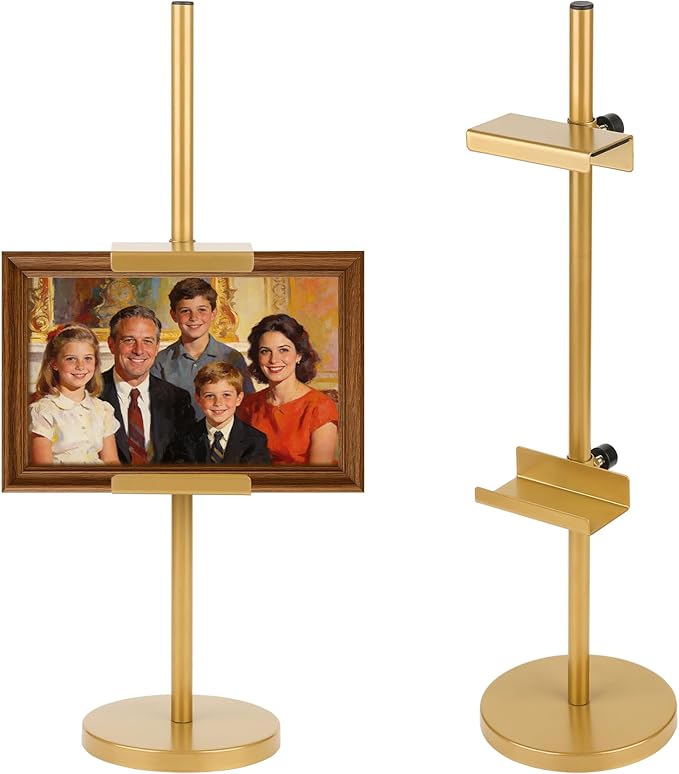 Photo Frame Tabletop Easel Stand-Heavy Duty Tabletop Display Easel, French Style Gold Easel Stand,Picture Frame Stand for Wedding/Art/Photos,Picture Easels (Gold, 18inch)