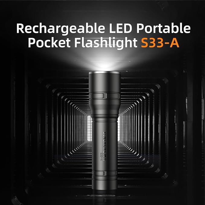 SuperFire Mini Flashlights Handheld, Small Flashlights Powerful, Super Bright Tactical Flashlight LED, Rechargeable Flash Light with 4 Lighting Modes，High Lumens for Home, Emergency, Camping(S3-A)