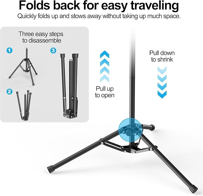 Microphone Stand, 2 Pack Tripod Boom Arm Floor Mic Stand Heavy Duty Height Adjustable with Carrying Bag 2 Mic Clips 3/8" to 5/8" Adapter for Singing Podcast and Stage