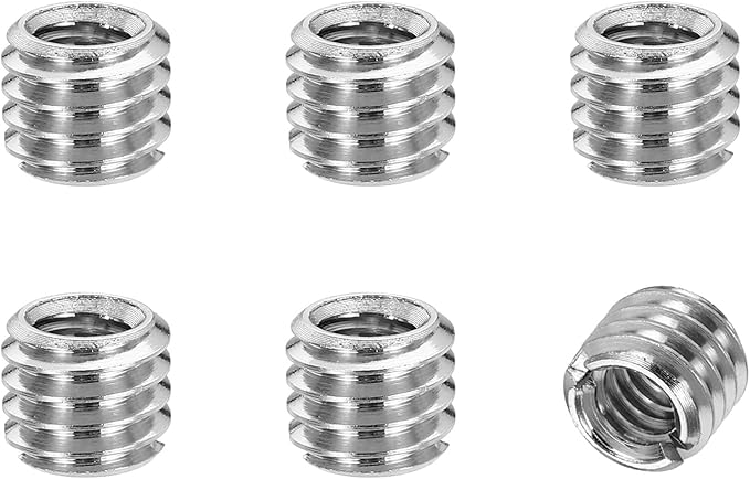 PATIKIL 6pcs 1/4" Female to 3/8" Male Thread Reducing Adapter Tripod Mount Screw Carbon Steel Adapter for Tripod Monopod of Camera Silver