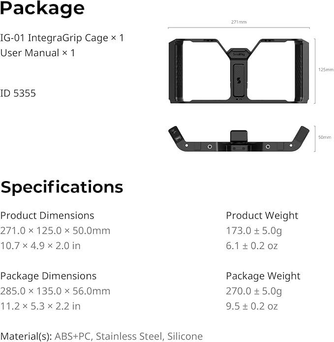 SMALLRIG IG-01 Universal Phone Cage for Short Video Starters, Dual Handgrip Smartphone Video Rig with Cold Shoe Mount, for iPhone 17 16 & Android, for Creators Vlogging-5355
