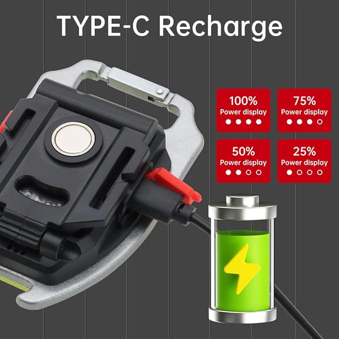 BY-J LED Small Flashlight, Snap-on Key Chain Light, COB Multi-Function Mini Work Light, 600 Lumens Rechargeable, 7 Lighting Modes with Fire Starter, Seat Belt Cutter, Screwdriver, Whistle, Yellow