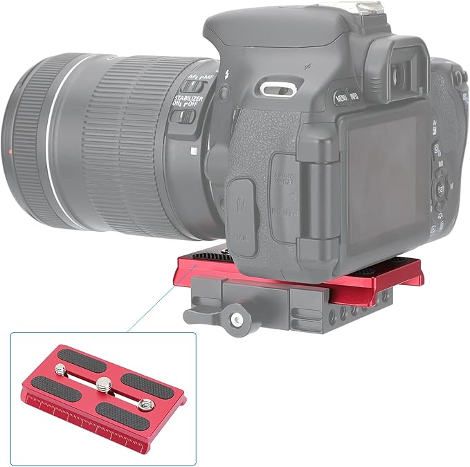 CAMVATE Camera Quick Release Plate with 1/4" & 3/8" Threads Compatible with 577/501/ 504 Tripod(Red) - 2886
