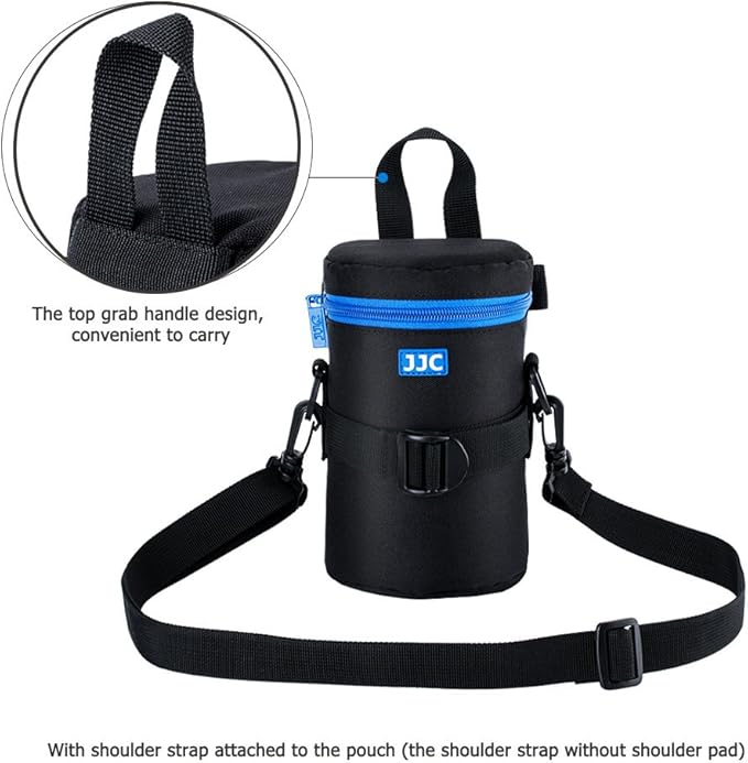 JJC Deluxe Lens Case Pouch for Canon EF 75-300mm f4.5-5.6/EF 24-105mm f4L/EF 16-35mm F4L/RF 75-300mm f4-5.6,Nikon AF-S 24-70mm f2.8/16-35mm f4G/70-300mm f4.5-6.3G & More Lens below 3.15" x 6.1"(D x L)