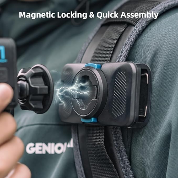 SUREWO 360° Rotation Magnetic Quick Release Backpack Clip Mount Compatible with Gopro Hero 13,12,11,9,8,7,6,5,DJI Osmo Action 6/5 pro/4/3 and More