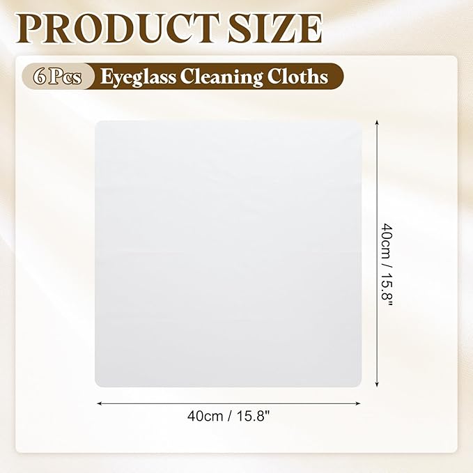 PATIKIL 6Pcs Soft Eyeglass Cloths, 15.8 x 15.8 Electronics Microfiber Cleaning Cloths Eyeglass Cleaning Fabric for Lens Wipes Glasses Cleaner Jewelry LCD Screens Cameras, White