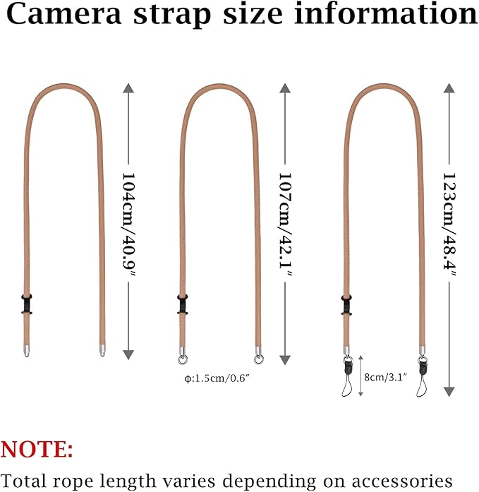 VOVMOEYA Camera Strap Rope,Camera Neck Strap Shoulder Strap for Fujifilm X100VI X100V XS20 XT5 for A6000 A6100 A6400 A6700 A7IV for Canon EOS R6 R10 for Nikon Zf Z5 Z30 - Khaki