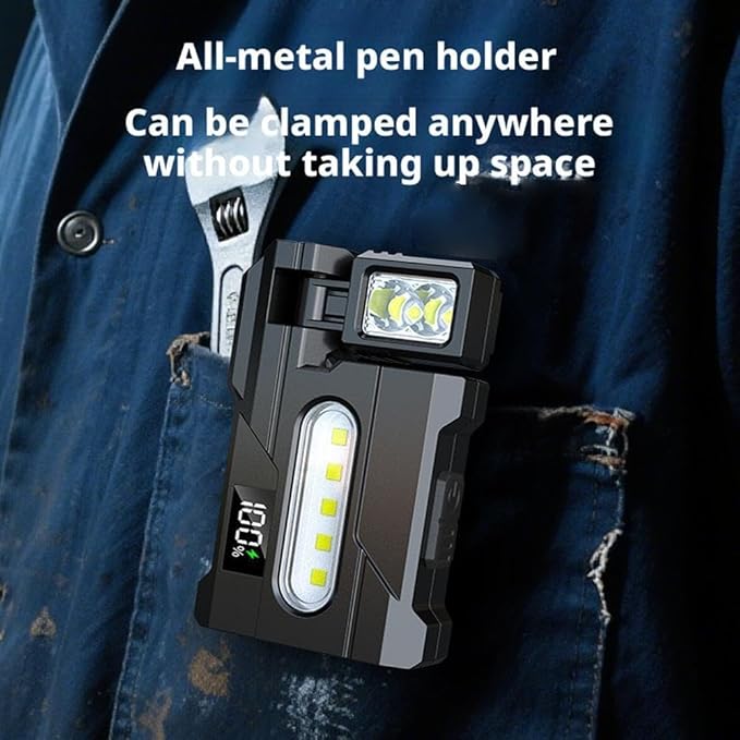 G5 Rechargeable EDC Flashlight, Powerful 500 Lumens Super Bright Small Mini Flashlights with Clip, 1500mAh Portable Flat Pocket Magnetic Keychain Flashlights for Outdoor Camping Emergencies