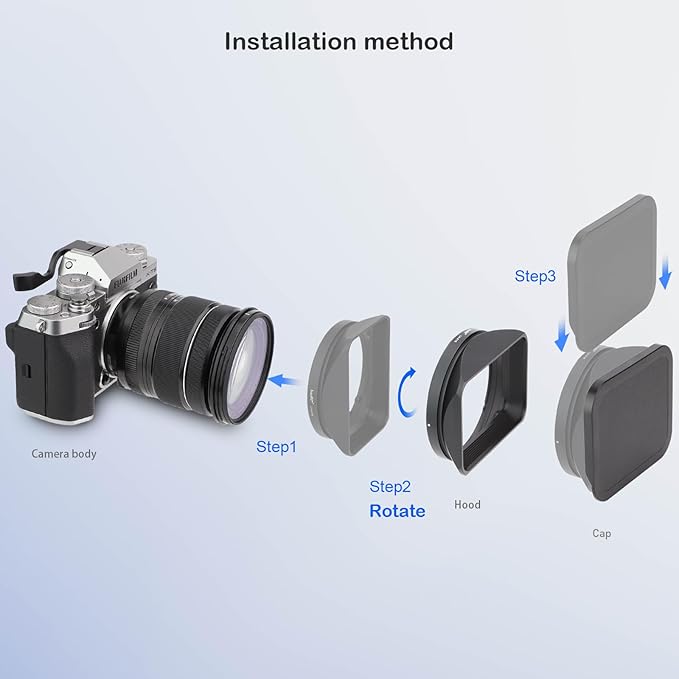 Haoge LH-X18 Bayonet Square Metal Lens Hood Shade with Cap for Fujifilm XF16-55mmF2.8 R LM WR II Fuji Fujinon XF 16-80mm F4 R OIS WR Lens