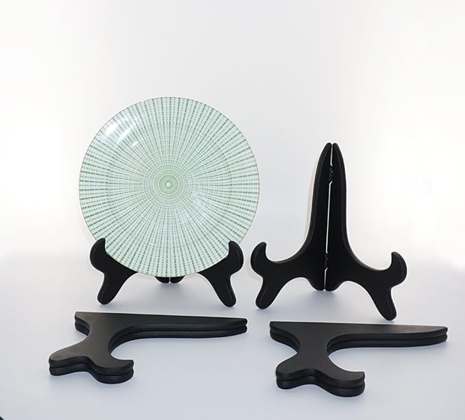 Artliving Black 7" Wood-like Plastic Easels Plate Display Stands Picture Frame Stand Holder-Set Of 4