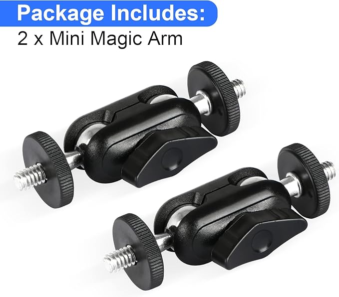 HSU Magic Arm with Dual Ball Head (1/4"-20 Screw) Adjustable Universal Extension Magic Arm for Monitor, Microphone, GoPro (2 Pack)