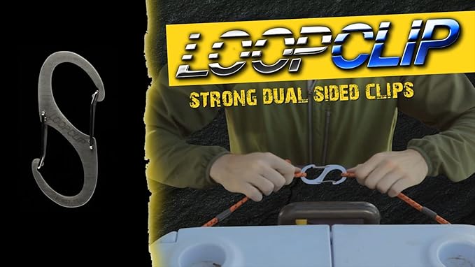 LoopRope | Bungee Cord with Hooks Tie Down System | Adjustable Cargo Strap | Knot Free | Truck, RV, ATV, Camping,Outdoor Accessory, Multipurpose | Loop, Clip and Go | 2 Carabiners | 5 Feet