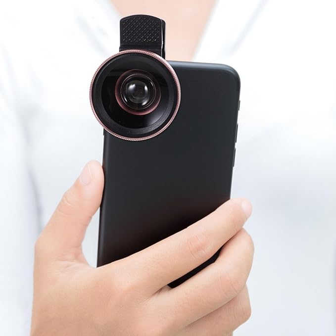 Clip on Phone Lens 37mm 0.45x Wide Angle Macro Lens with Clamp for Smartphones and Tablets, High-Definition Macro Photography Accessory Rose Gold, Compatible with Multiple Models