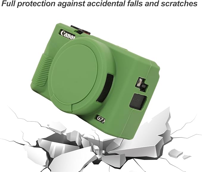 Pocoukate Case for Canon G7X Mark III Camera, Soft Silicone Protective Cover Skin with Removable Lens Cover for Powershot G7X Mark iii, Silicone Case with G7X3 Screen Protector Accessories - Green
