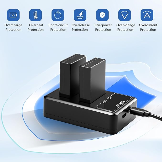 Lekzai LP-E12 Replacement Battery Pack and Dual Charger Compatible with Canon EOS M、M2、M10、M50、M50 Mark II、M100、EM200、EOS Rebel SL1、PowerShot SX70 HS Digital Cameras
