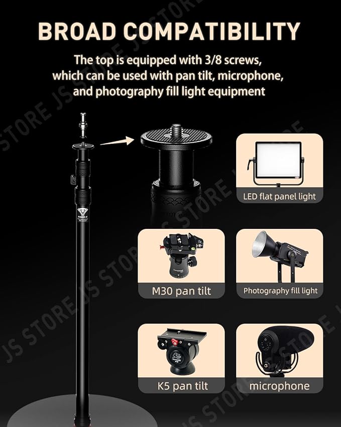 IFOOTAGE 2 Pack Round Base Monopod,15.75"/40cm Diameter,Max.Payload 22lbs/10KG,Aluminium Alloy Stable Structure, Height 30.28"/76.9cm~79.4"/201.6cm,for LED Video Light,2*RB-A400