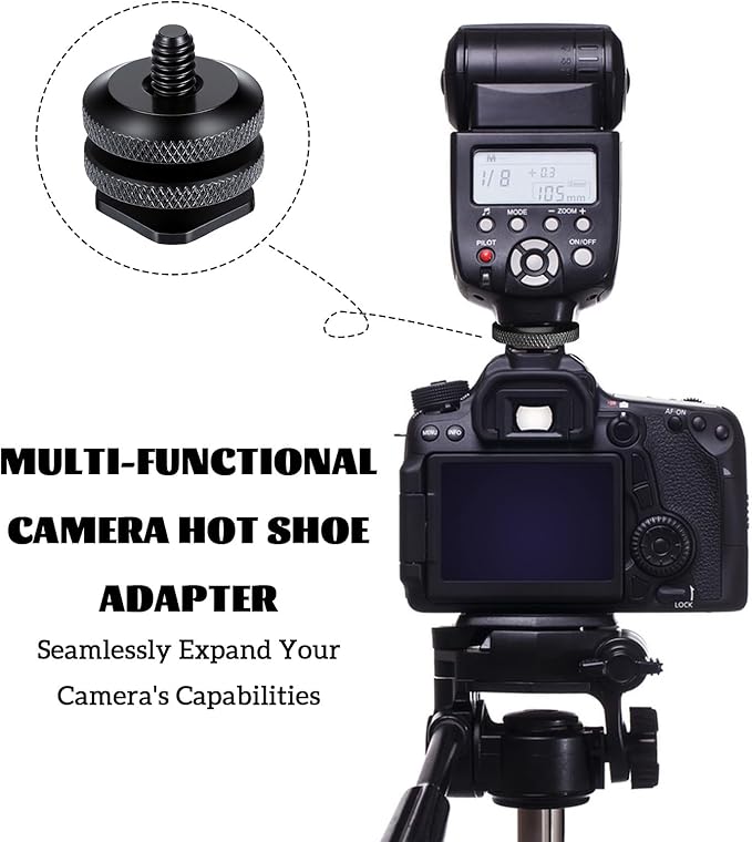 4 Pack Camera Hot Shoe Mount to 1/4"-20 Tripod Screw Adapter, Alloy Flash Shoe Mount for DSLR Camera Rig