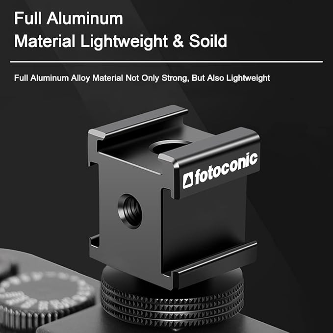 Fotoconic Triple Cold Shoe Mount Bracket Camera Hot Shoe Mount Adapter for Flash Lights Monitors Microphones Audio Recorder