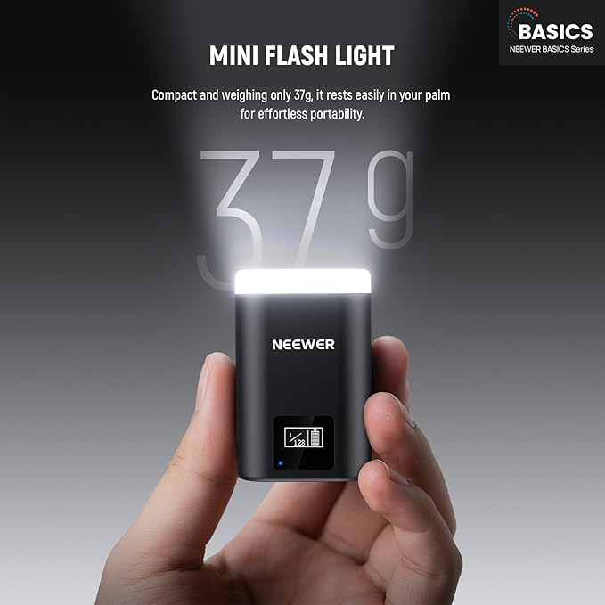 NEEWER Entry Level Version Mini Camera Flash N12: 5600K Fill Light, LCD Display, Compatible with Canon/Fujifilm/Sony/Nikon DSLR Hot Shoe Cameras for Studio Shoots