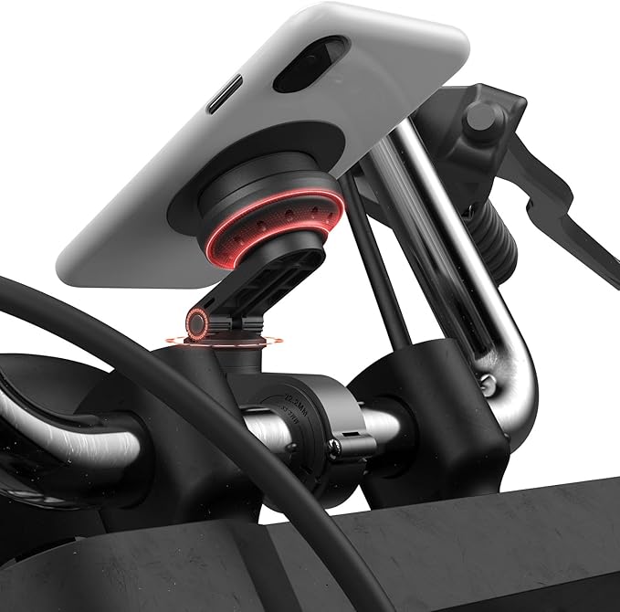Motorcycle Phone Mount,Bike Cell Phone Holder with Vibration Dampener module,Out Front Bicycle Handlebar Mount for Mountain Road EBike,Scooter,Moto,MTB【Series C - 2nd Gen】Angle Adjustment Edition