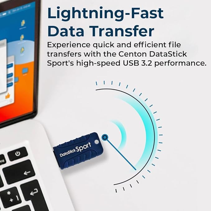 Centon Electronics MP Essential USB 3.2 Gen1 DataStick Sport Flash Drive, 8 GB, 10 USB Flash Drives, 10 Bulk Pack, Navy Blue