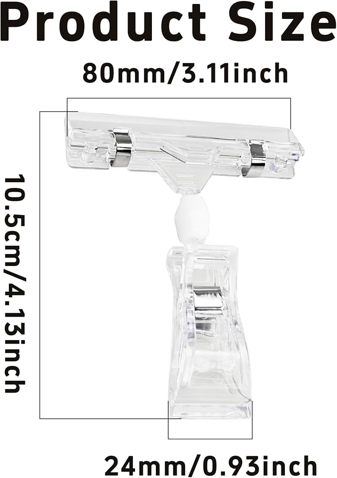 PDETVEO 15PCS Plastic Sign Holder Clips, Rotatable Price Signs Double Display Clips, Retail Cards Clips for Merchandise/Retailers