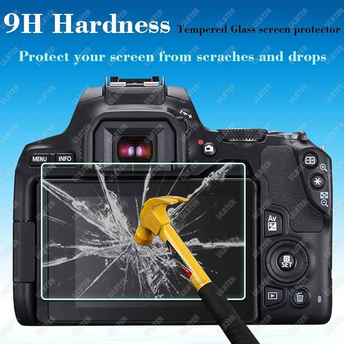 Screen Protector for Canon EOS Rebel SL3 / 250D Camera & Hot Shoe Cover, [2+3Pack] 0.3mm 9H Hardness Tempered Glass Flim Anti-Scrach Anti-Fingerprint Anti-Bubble