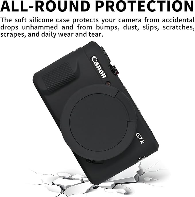 Easy Hood G7X Mark II Case, Protective Case for Canon Powershot G7X Mark II Digital Camera, Removable Lens Cover Silicone Sleeve Soft Camera Cover Rubber Protective Body Skin- Black