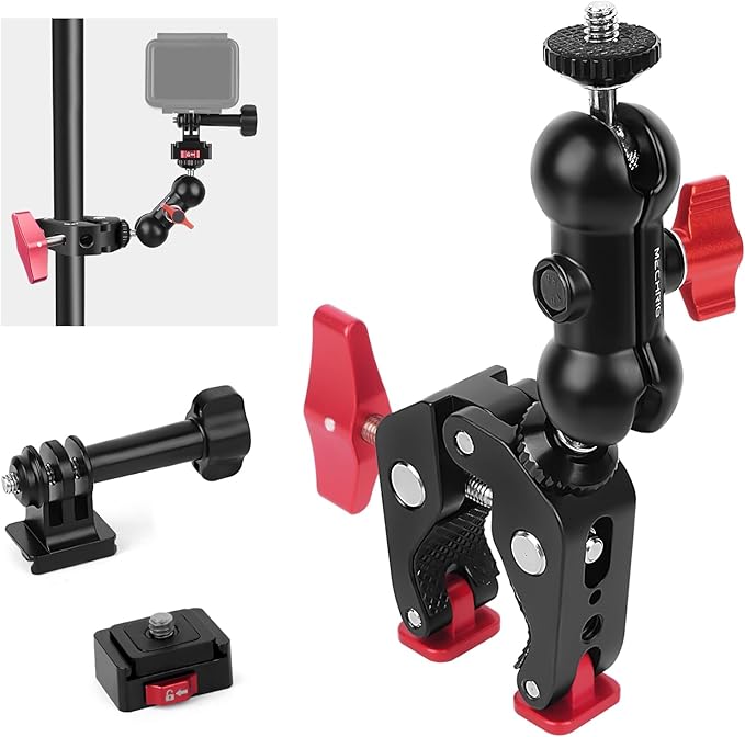 Super Clamp Mount with 360°Ballhead Magic Arm,Universal Mount with Quick Release Adapter for DSLR Camera,Led Lights,Action Cameras,and More