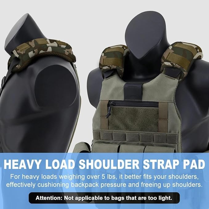 ZINZ 2-Pack Tactical Shoulder Pad, Ultra-Thick Comfort Cushion for Vest Straps, Backpacks, Breathable & Shock-Absorbing,Camouflage-Green