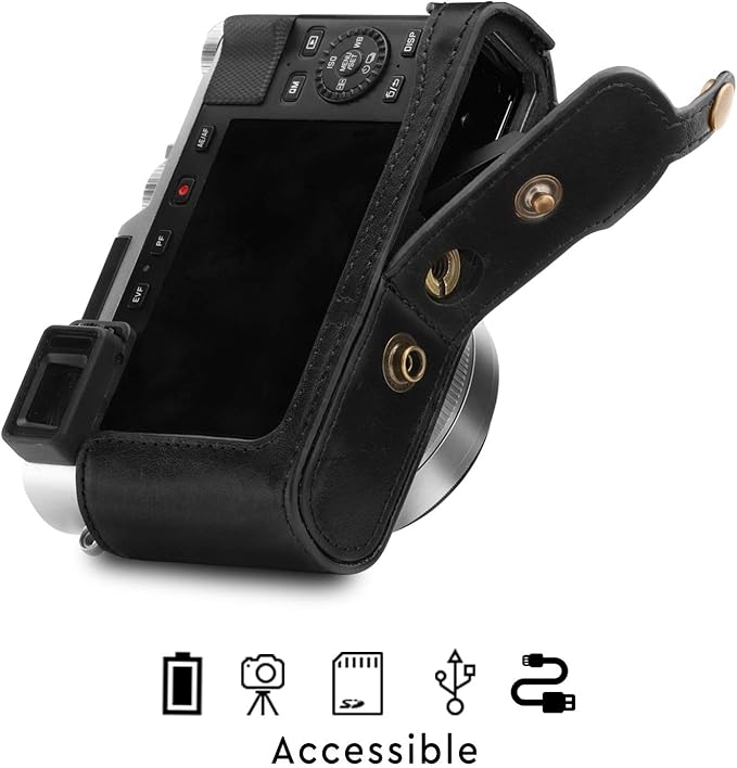 MegaGear MG1605 Ever Ready Genuine Leather Camera Case Compatible with Leica D-Lux 7 - Black