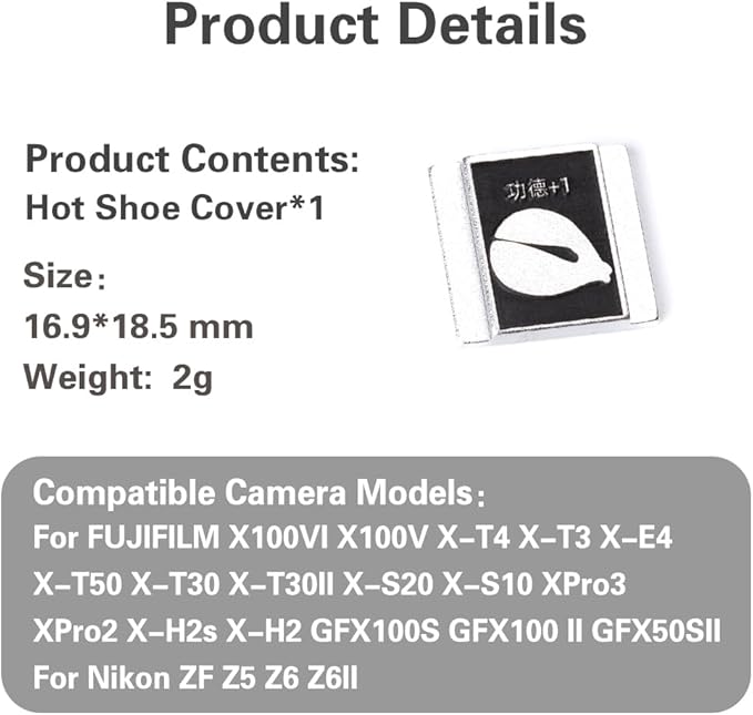Camera hot Shoe Cover for Nikon z9 z8 z7 z50 z30 zf d3500 d810 for Fuji X100VI X100V X-M5 X-E5 X-T30(gongde)