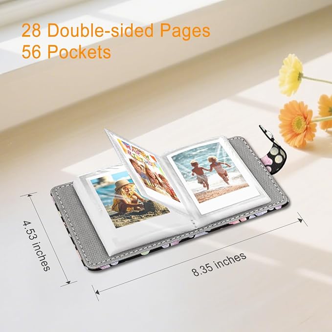 Lebrocoli Paws Small Photos Album for 2x3 Inch Films, 56 Pockets Mini Cute Albums Book for Polaroid Fujifilm Instax Mini Instant Camera Printer, Kpop Photocard Pictures Binders Holders Storage