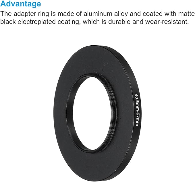 PATIKIL 40.5mm-67mm Metal Step Up Ring with Cleaning Cloth, 2 Pack Camera Lens Filter Adapter Ring Aluminum Filter Adapter Ring for Camera Lenses Hood, Black