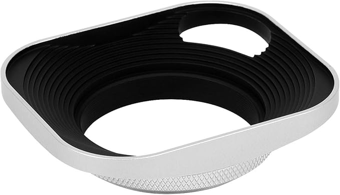 Haoge LH-S43P 43mm Square Metal Screw-in Lens Hood Hollow Out Designed with Cap for Leica Rangefinder Camera with 43mm E43 Filter Thread Lens Silver