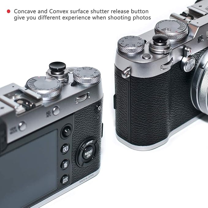 Black Metal Soft Shutter Release Button,Delicate Camera Shutter Button 11mm Concave 10mm Convex Surface(2 Pack)