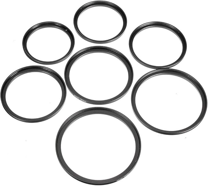 7Pcs Filter Ring Adapter Set, Aluminum Camera Lens Filter Ring Adapter Kit, Camera Professional Mini Step Up, Camera Accessories(49-52mm 52-55mm 55-58mm 58-62mm 62-67mm 67-72mm 72-77mm)