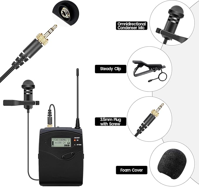 2-Pack Lavalier Lapel Microphone Compatible with Sennheiser Wireless System Bodypack Transmitter, Omnidirectional Condenser Mic for YouTube, Lectures, Living Performance